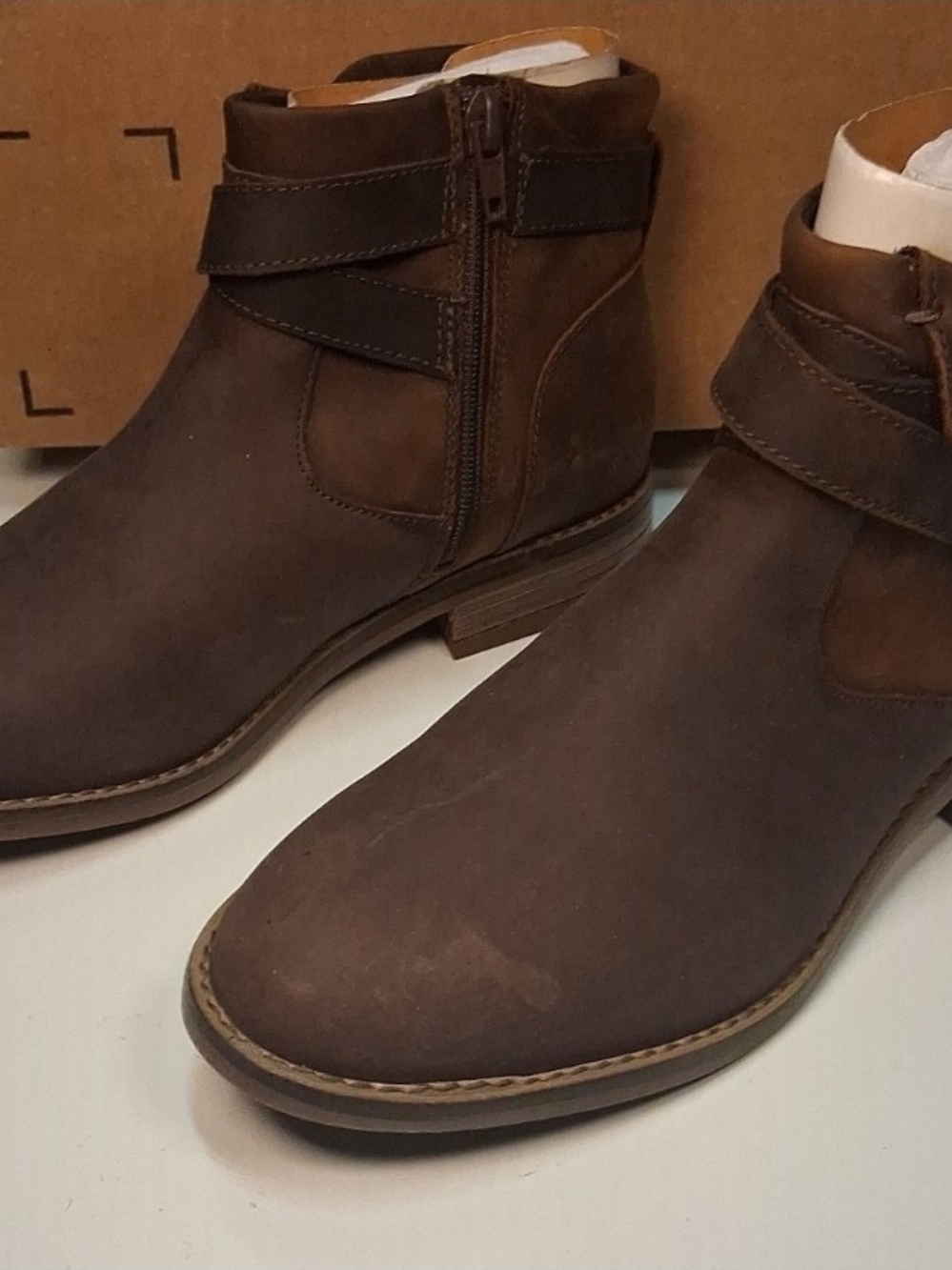 Clarks Women CAMZIN Brown Nubuck Chukka Boots with Side Zip